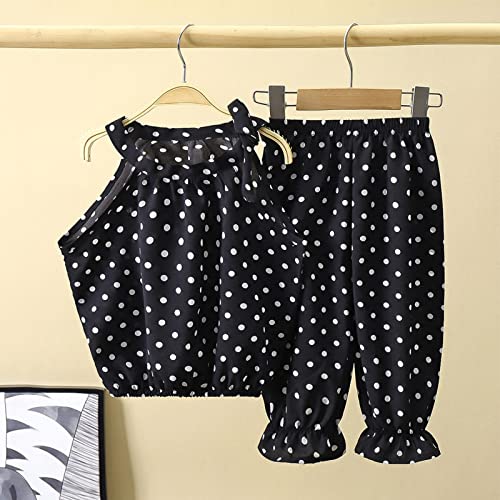 Sweats for Girls Toddler Kids Baby Girl Black White Dots Prints Pullover Sleeveles Casual Baby Clothes with Headbands2