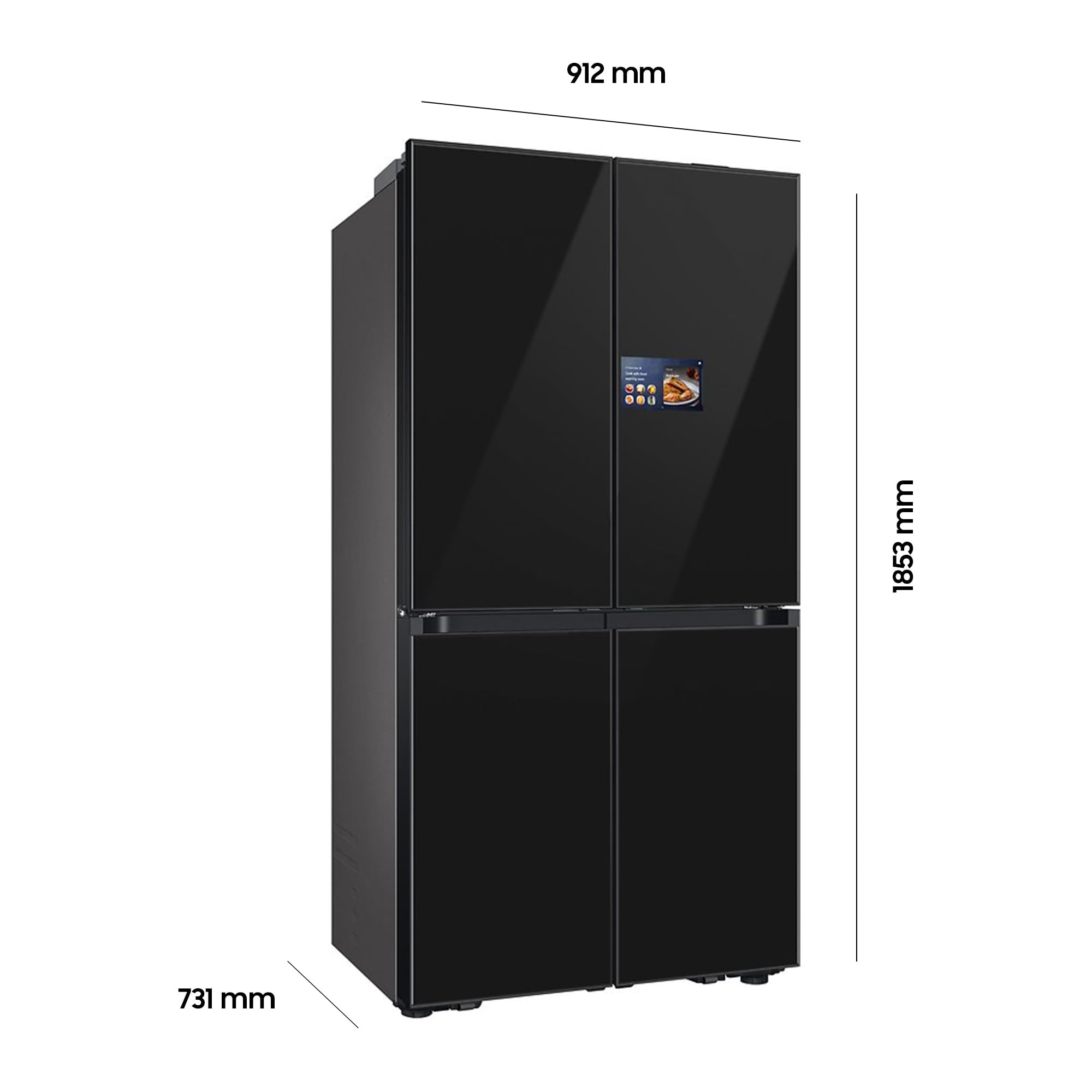 Samsung RM90F67CECEF Bespoke French Door Kühlschrank, 185 cm, 654 l, 255 l Gefriervolumen, AI Home, AI Vision mit integrierter Kamera, Beverage Center, Clean Deep Charcoal