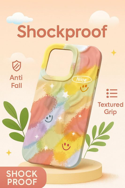 Image of COVERLY for iPhone 14 Plus 3D Trendy Colorful Smiley Rainbow Phone Case, Luxury 3D Textured Retro Cute Inspirational Quote Artistic Cool Design -Aesthetic Princess Cover for Apple iPhone 14 Plus