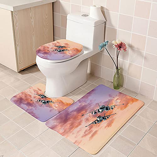 ZDDWLDL 4-Teilig Duschvorhang Set Mit Rutschfesten Teppichen Toilettendeckel Und Badematte Wasserdicht Farbfest Schimmel… – Bild 5