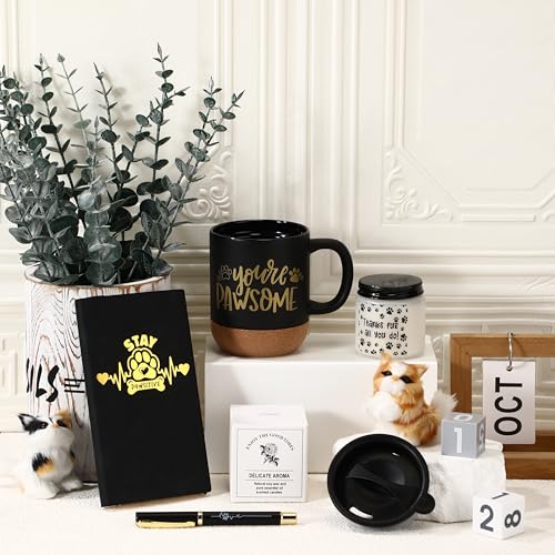 Sayglossy 4 Pcs Vet Tech Week Gift Notebook Coffee Mug Scented Candle Pen(Vet Tech,Black) - Image 4