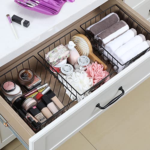 8 Pack Wire Storage Baskets For Organizing With Removable Tags, Pantry Organization Bins For Kitchen Cabinets, Closet - Metal Basket For Laundry, Garage, Refridge, Bathroom Countertop Organizer, Black #TOP4
