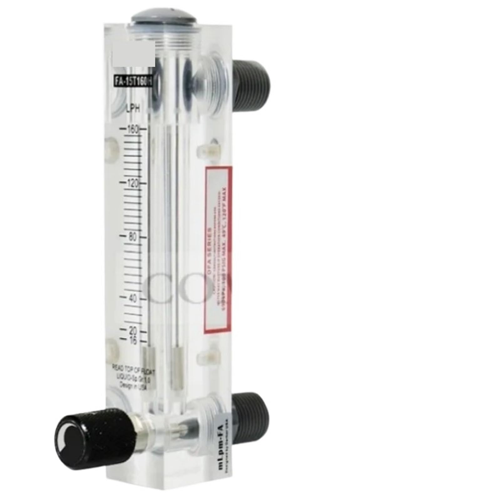 Placa de superficie de plexiglás, medidor de flujo de flotador líquido, nitrógeno, oxígeno, agua, con regulador, escala Sigal de FA-15T LPM LPH(10-100LPH Water)