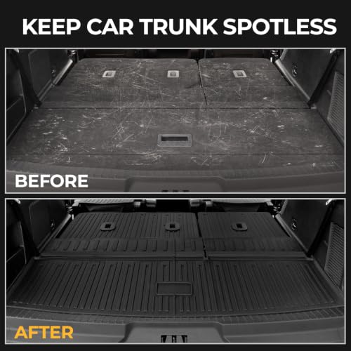 Image of Floor Mats for 2018-2024 Ford Expedition 7-Seat Accessories | Compatible with Lincoln Navigator, Full-Coverage Set with Cargo Liner & Backrest Protector, Odorless & Durable, 3D Laser Fit
