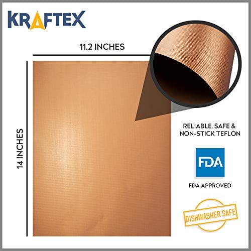 Kraftex Copper Grill Mats LARGE 4 Pack. Non Stick Teflon Fibre for BBQs, Outdoor Grills, Gas, Ovens & Baking. [FDA Approved] Non stick Heat Resistant Grilling Accessories. Reusable & Easy to Clean