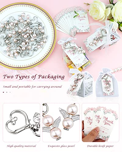 Yetoome ET00095 100 Pcs Baby Shower Favors For Girls, Angel Keychains Favor Baptism Favor Boxes White Organza Bags thumb #2