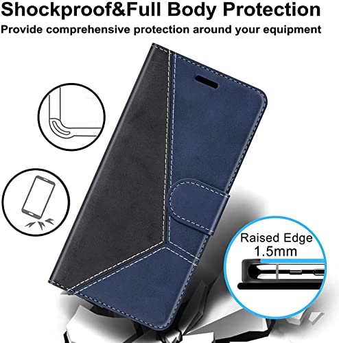 Image of Perkie Trendy Series, Faux Leather Wallet Flip Case Magnetic Closure Flip Cover for for Motorola Moto G54 5G (Navy Blue)