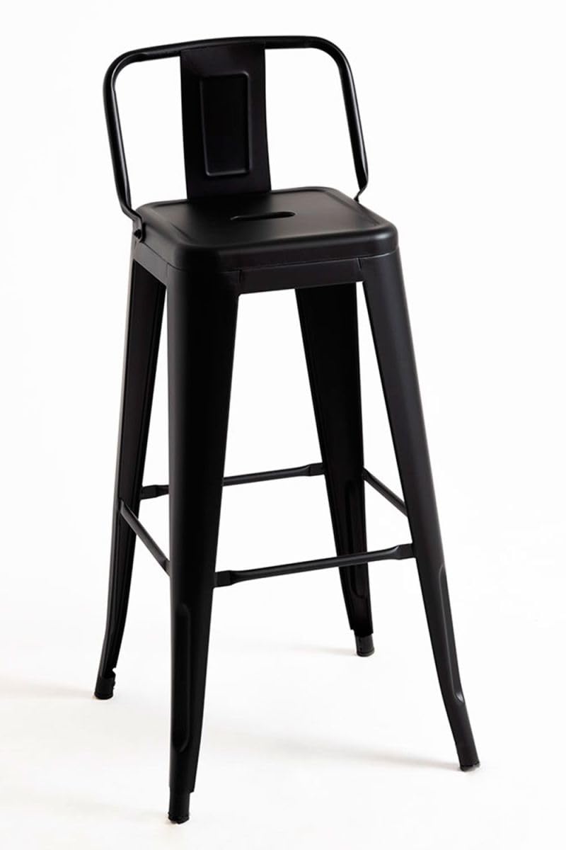 Regalos Miguel - Packs Taburetes Altos - Pack 2 Taburetes Torix Respaldo - Negro Mate