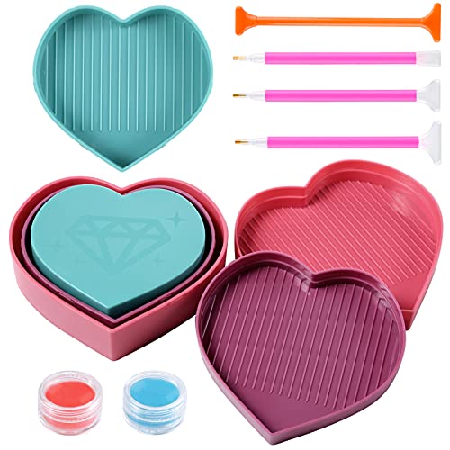 PP OPOUNT 18 PCS Plastic Bead Sorting Trays Diamond Rhinestone Plate Tray Large Diamond Painting Tray, Diamond Painting Accessories Tools with 4 Diamond Painting Pen for DIY Art Craft