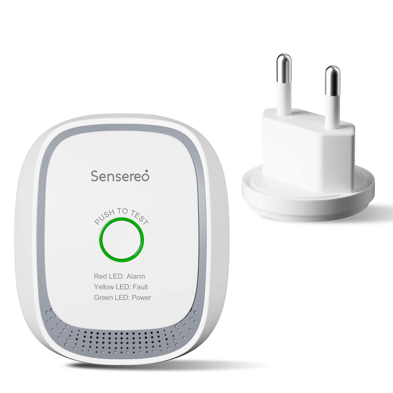 Détecteur de Gaz Naturel Sensereo CG-1, Branché sur Prise, Alarme 70dB avec LED et Auto-Test, Capteur Haute Sensibilité pour Gaz Méthane, Usage Domestique et Professionnel