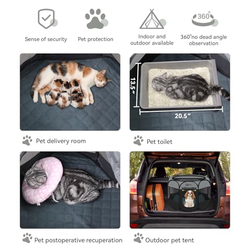 Image of Siedihit Playpen for Middle Dog Cat, Dogs Tent Crate Cage Indoor /Outdoor, Portable Pop Up Dog Kennel with Carrying Bag for Rabbits, Removable Top (Dark Grey with Pad, Medium)