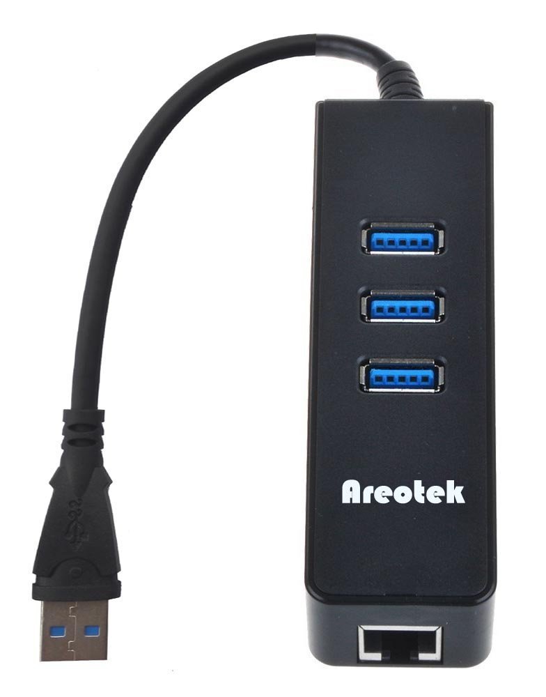 Areotek 3 Port USB3.0 Hub 10/100/1000 Gigabit Ethernet LAN Wired Network Adapter USB 3.0 to RJ45