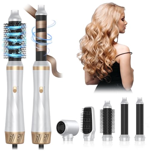 Brosse soufflante 5 en 1 Air Styler 1000W avec boucleur 30mm et thermal brush blanc
