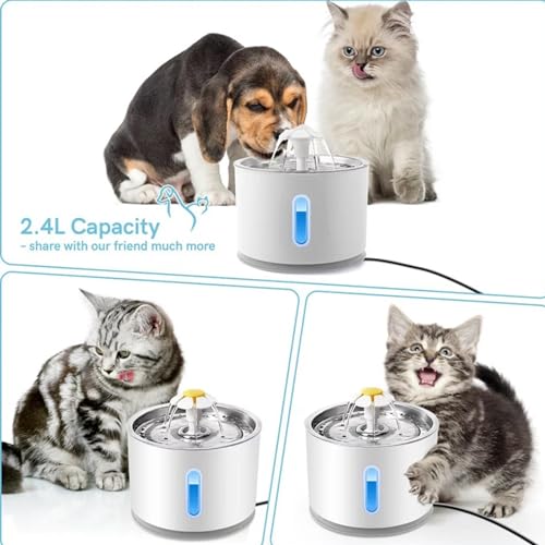 Fuente para gatos 2.4L con acero inoxidable y filtro activado miniatura 4