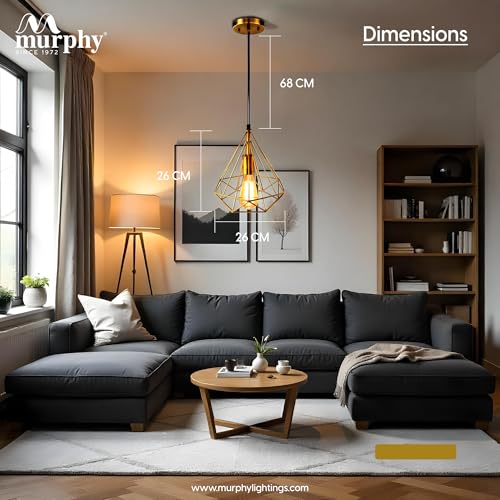 Image of Murphy Designer Single Pendant Hanging Chandelier Light for Dining Room, Home Decor | Indoor Roof Light | Golden Color Antique Vintage Chandelier - Pack of 1 (Bulb Included)