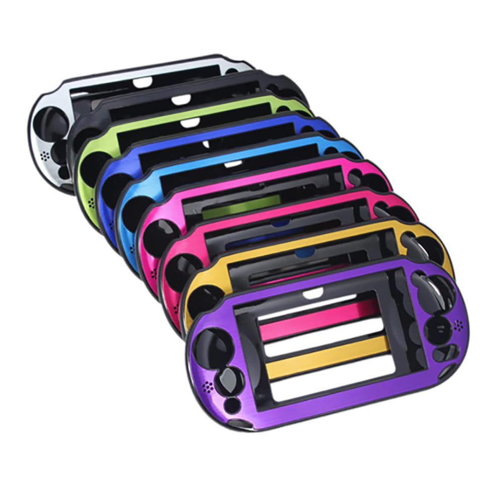 OSTENT Funda Protectora de Piel de Aluminio Metalizada Colorida Compatible con Sony PS Vita PSV PCH-2000 - Color Negro