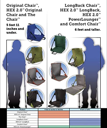 Crazy Creek Hex 2.0 Longback Chair For Backpacking, Camping And Stadium Use, Extra Width & Back Height For Comfort, 250 Lbs Weight Capacity, Adjustable Straps W/Rock Lockster (R) Buckles #TOP6