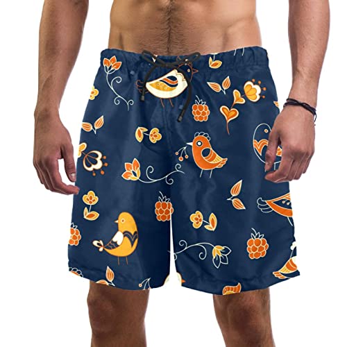 Maillots de bain hommes à séchage rapide JDEZ short de plage orange fleurs
