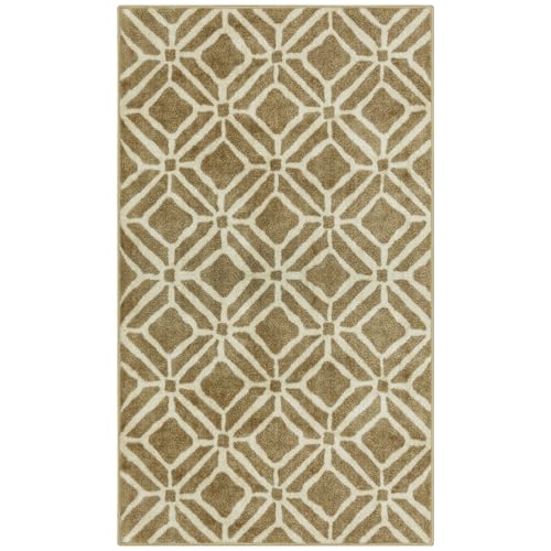 Maples Rugs Moderna Geometric Area Rugs – Made in USA – Washable, Non Slip Indoor Carpet for Entryway, Foyer, Kitchen, and Bathroom, 30" x 46", Beige