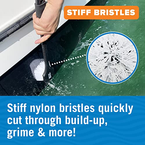 Stiff Hand Scrub Brushes For Cleaning Heavy Duty Utility Outdoor Scrub Brush With Long Handle All Purpose Boat & Car Cleaning Brush And Bathroom Bathtub Shower Tub Wheel & Tire Scrubber -Long Handled #TOP3