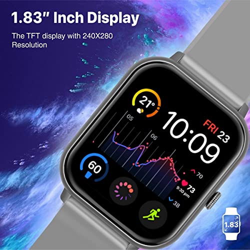 Image of Promate Xwatch-C18 Superfit Smart Watch, 1.83 inch Display Bluetooth Calling, IP67 Water Resistant, 15 Days Battery Life, 100+ Sports Modes, Real-Time HR Monitor, 100+ Customizable Watch Faces (Graphite)