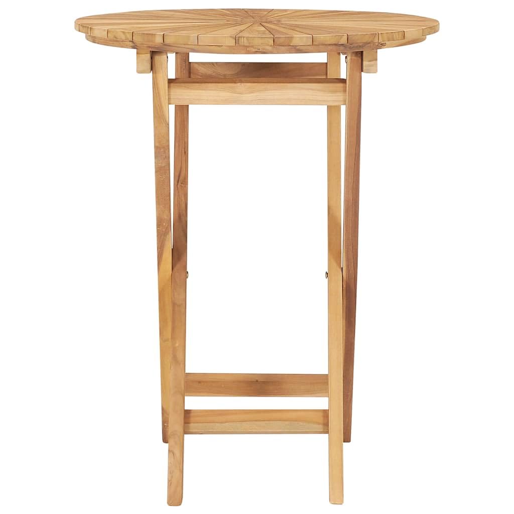 Tavolo da giardino rotondo da 60 cm in legno massello teak, tavolo pieghevole per esterni con vernice a base d'acqua, per terrazza e giardino, tecnicamente essiccato e finemente levigato