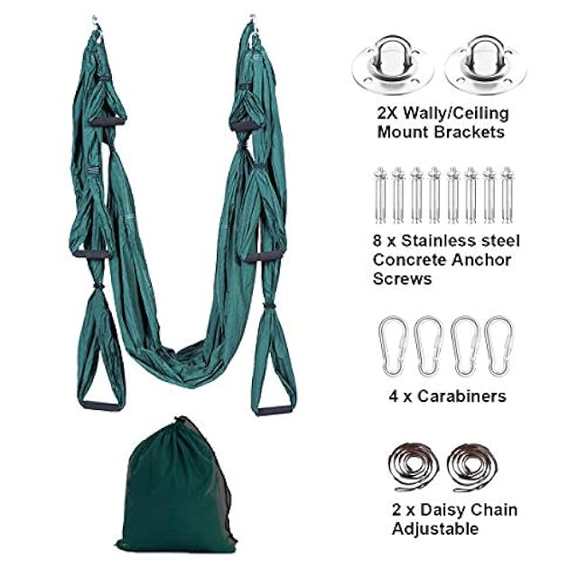 Aerial Trapeze Yoga Hammock Kit - Ultra Strong Antigravity Yoga Flying Sling Inversion Swing with Extension Straps