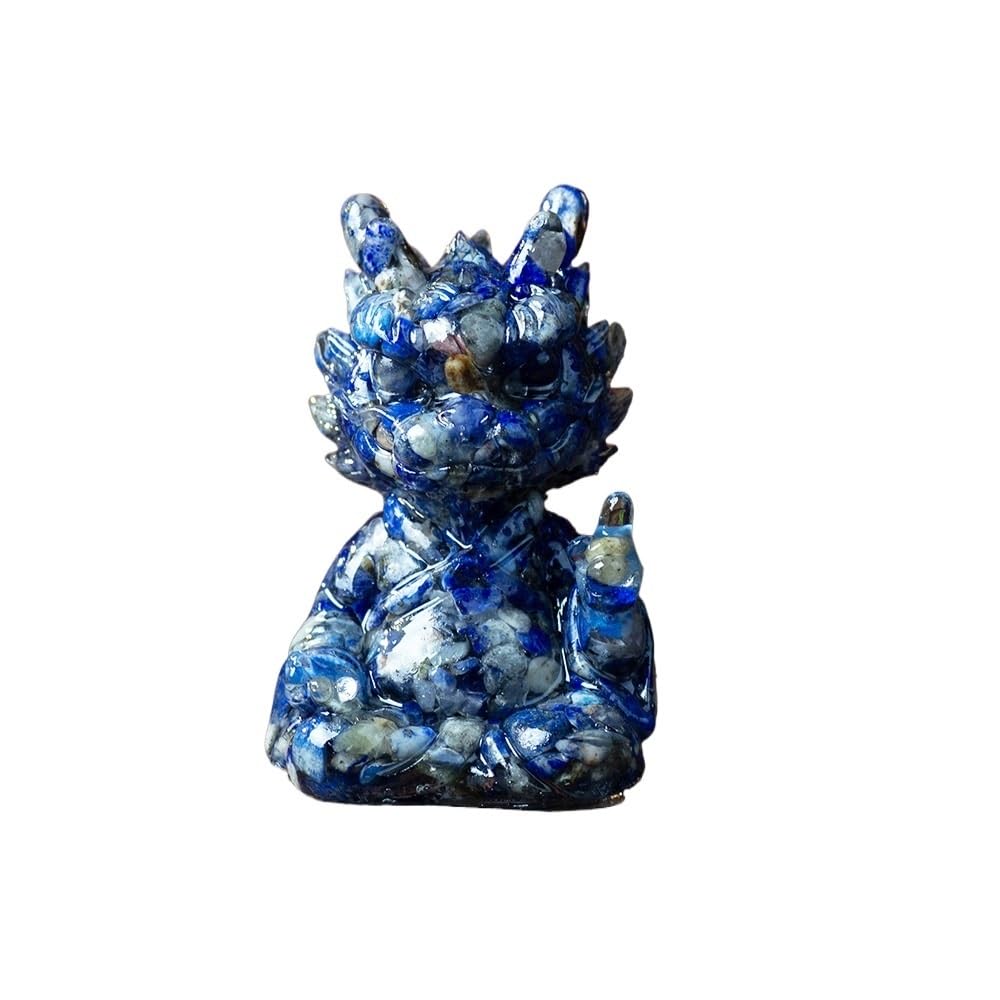 HUFFA Natural Crystal Resin Dragon Figurine - Elegant Desktop Decoration for Home and Office(Lapis lazuli)