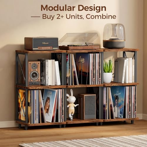 Portin Record Player Stand with Vinyl Storage 3-Tier Turntable Stand Shelf - image 5