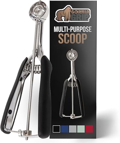 Gorilla Grip - Cuchara con resorte de acero inoxidable de alta calidad, para frutas, galletas y helados, cuchara chica talla 100 de 2 cucharaditas,