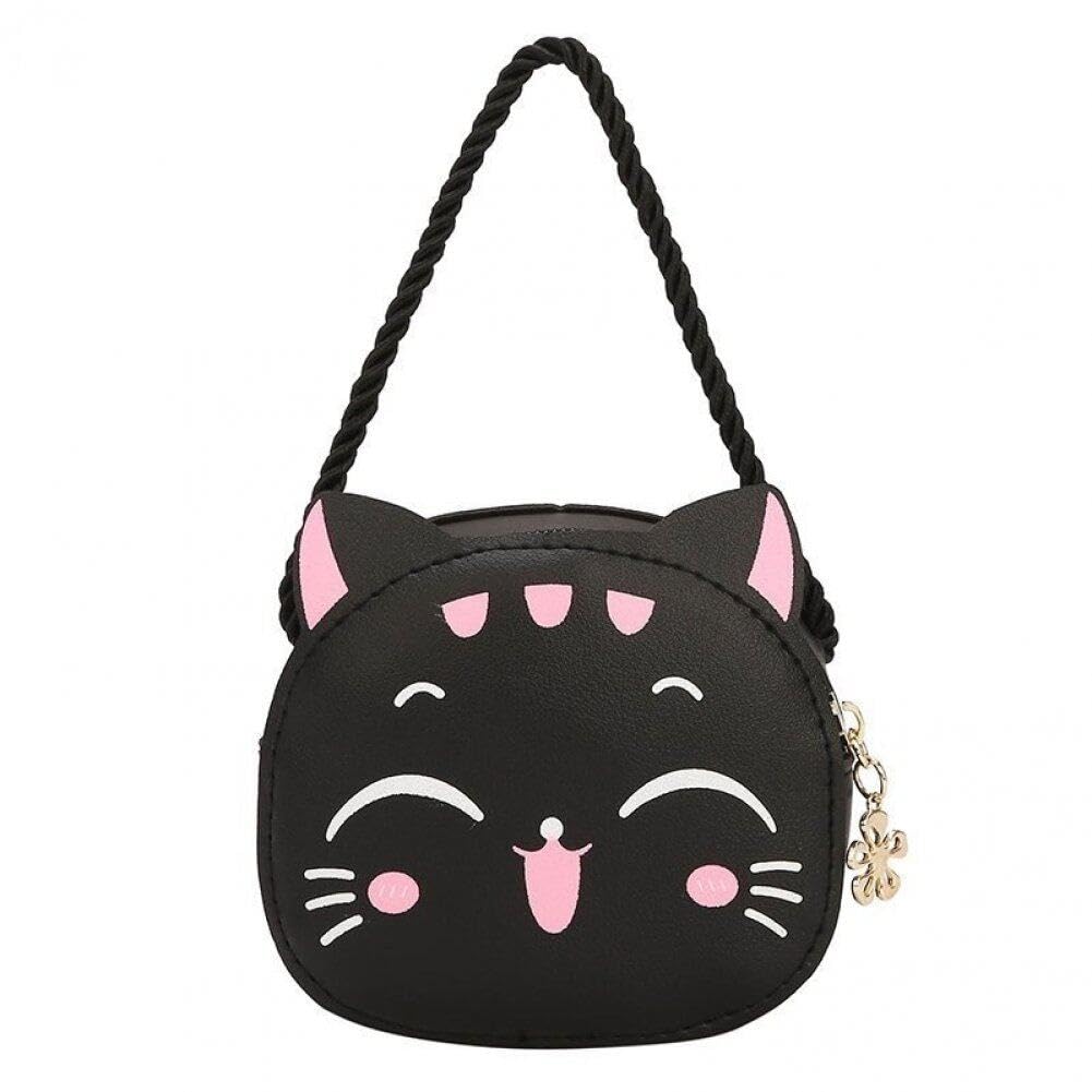 Danlai Girls Black Cute Cat Crossbody Bag, Purses Cute Shoulder Bag Children's Messenger Bag Handbags For Kids