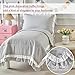 Shxime 4 Pieces Double Layer Toddler Bedding Set - Light Grey& White Ruffle Fringe 4 Pieces Toddler Bed Set - 1 Comforter 1 Fitted Sheet 1 Flat Sheet 1 Pillowcase for Baby Boys and Girls Light Grey