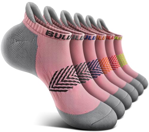 Image of BULLIANT Socks For Women 6Pairs-Womens Athletic Ankle Socks No Show Cushioned for Walking Running-Compression Arch Support