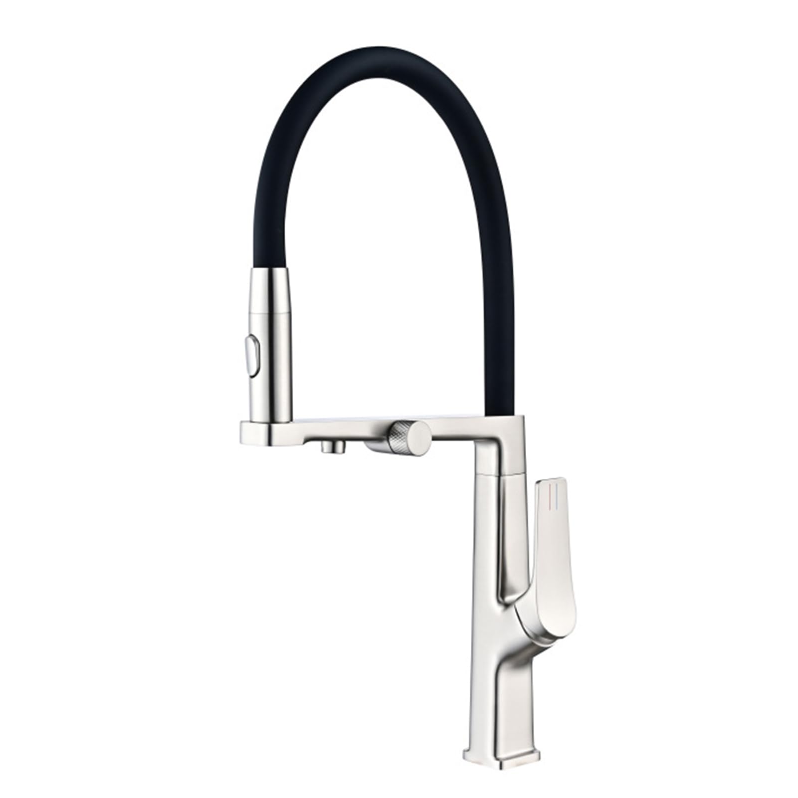 ZYCHSJXA 3 Way Kitchen Tap with Pull Out Hose Brushed Flexible Drinking Water for Sink Double Outlet Faucet