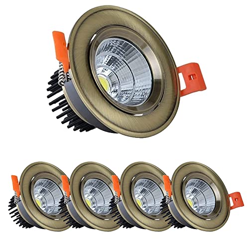 Scumlovy Lámpara de Techo COB, Foco empotrable LED de 3 W, Kit de Mini focos con Controlador LED, Juego de 5 Piezas, Juego de 10 focos empotrables de Aluminio para Cocina, Ideal para vinotecas/armari
