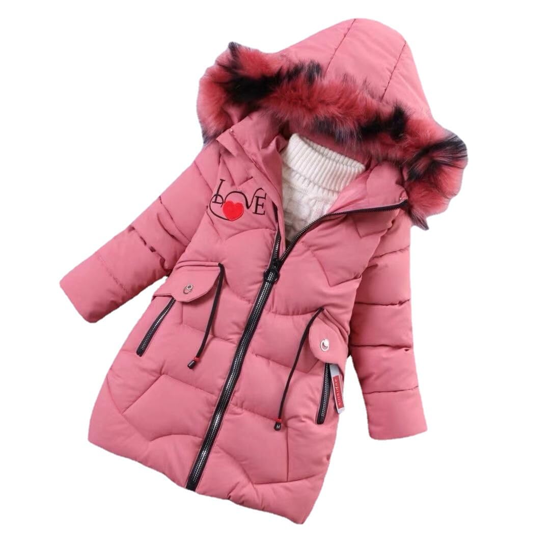 2023 Nouveau Automne Hiver Chaud Doudoune Enfant Fille Veste Blouson Epaisse Coupe-Vent Manteau Rembourré à Capuche Fourrure