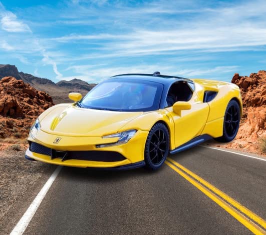 Image of Invite Enterprise 1:34 Ferrari SF90 Die-Cast Vehicles Alloy Car Model Sound and Light Pull Back Car Model Collection Car Toys 【Colors as Per Stock】