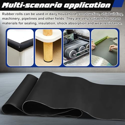Image of 1 Pcs Neoprene Rubber Sheets Strip Roll 1 /16 Inch /16 inch W x 118 inch L Long Wear Resistant Gasket Strip for DIY Gaskets, Mats, Seals, Crafts, Flooring, Black