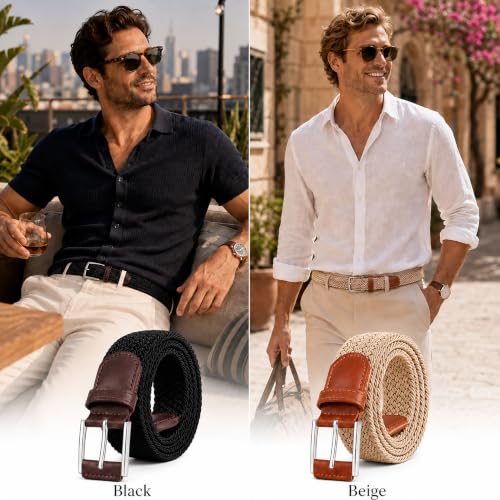 Image of Stretch Belts for Men, Elastic Belt for Golf & Casual Wear