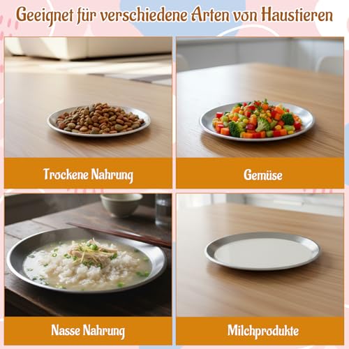 Katzennapf Edelstahl, Futternapf Katze, 3er-Set Futternäpfe Für Katzen Aus Rostfreiem Stahl, 15 x 15 x 2,4 cm, Silberne Katzennäpfe Für Trocken- Und Nassfutter