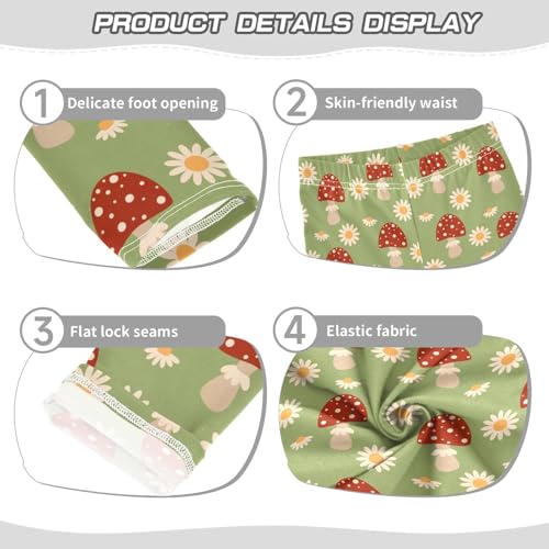 Mushroom Cute Chamomile Flower Girls Leggings,Workout Leggings for Girls Toddler Athletic Leggings Size for 3-10T3