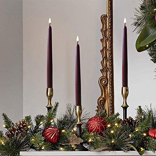 RED Set of 4 Battery Operated Wax Taper Candles.LED Flameless Candles - Thumbnail 7