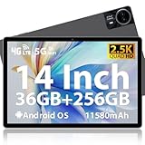 MAXLEGEN Tablet 14 Zoll, 2.5K 2240x1400 Display, 36GB RAM+256GB ROM/1TB TF Dual SIM Slot Tablet, 4G LTE+5G WLAN, Octa-Core, 4 Lautsprecher, 13MP, 11580mAh, GMS, GPS, inkl. Touch Pen/Hülle/Kopfhörer