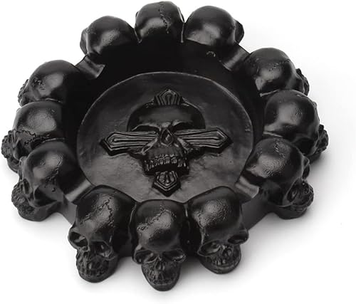 Miniatura 5 de Cenicero de resina con diseño de calavera humana con 4 ranuras para cigarrillos, sala de fumadores, oficina, bar, adorno de Halloween, decoración de