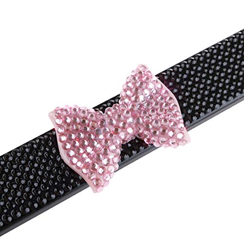 Fashion Premium Crystal License Plate Frames,Waterproof Bling License Plate Covers,Us Universal Rhinestone License Plate Holder For Women(1 Frame,Black Frame Pink Bowknot) #TOP3