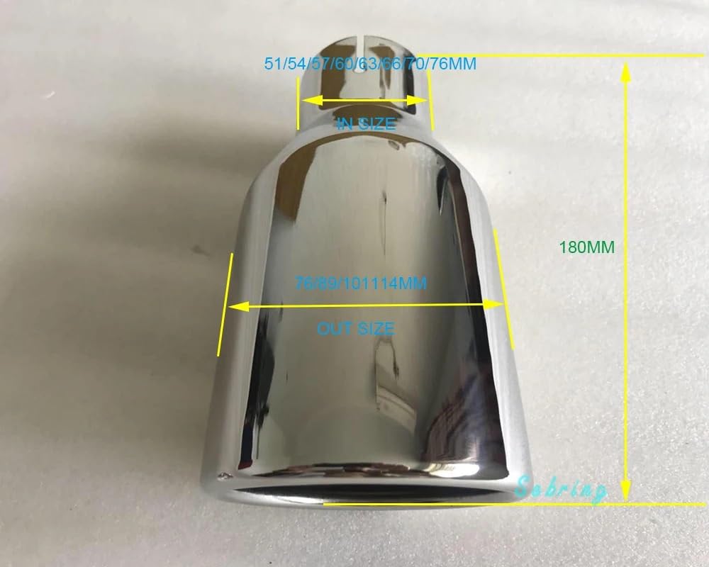tłumik końcowy Stal nierdzewna Pojedyncza płaska krawędź tłumika tylna rura wydechowa modyfikacja samochodu(51MM IN-89MM OUT)