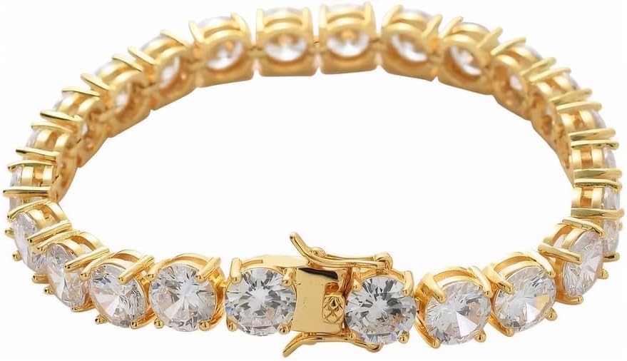 14K Shimmering Tennis Bracelet Featuring 8mm Full Round Moissanite Diamonds
