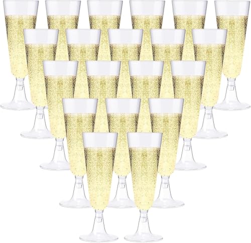 60 Flute da Champagne Eleganti in Plastica, 160ml, Calici Rigidi, Bicchieri Trasparenti Per Vino, Feste, Matrimoni, Compleanni
