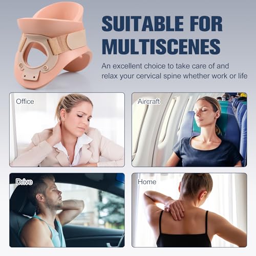 4 1/4 In Rigid Neck Brace Cervical Collar with Neck Support Foam Lightweight Soft Brace, Adjustable Cervical Traction Collar Relieves Neck Pain and Decompression for Men and Women (Neck height 4 1/4 Inch, Small)