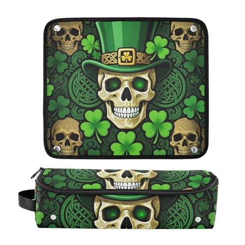 Organizador 2 en 1 para herramientas de cabello con bandeja resistente al calor y estuche de viaje de doble capa para plancha, rizador y secador plano, bolsa de viaje Sugar Skull St Patrick para mujer miniatura 3
